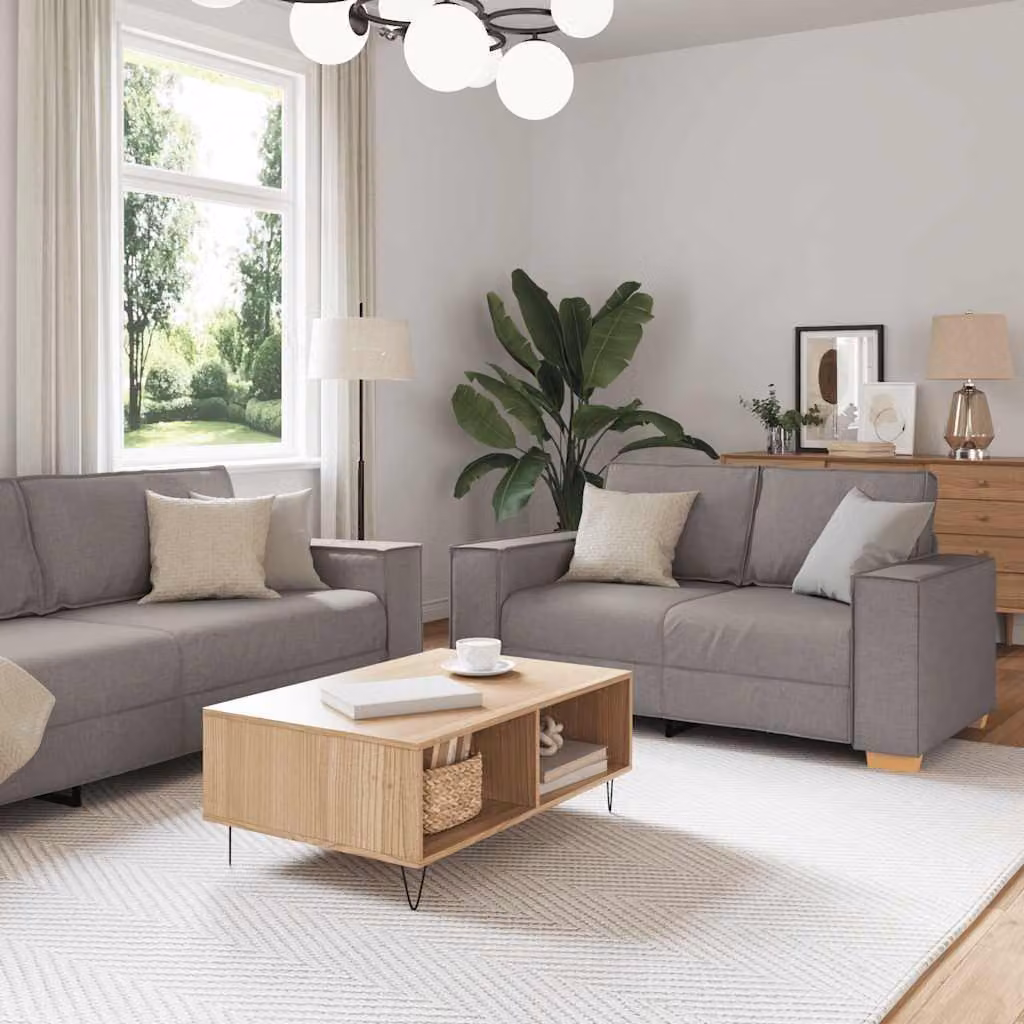 Maison Exclusive - Set divano a 2 posti con cuscini in tessuto color taupe