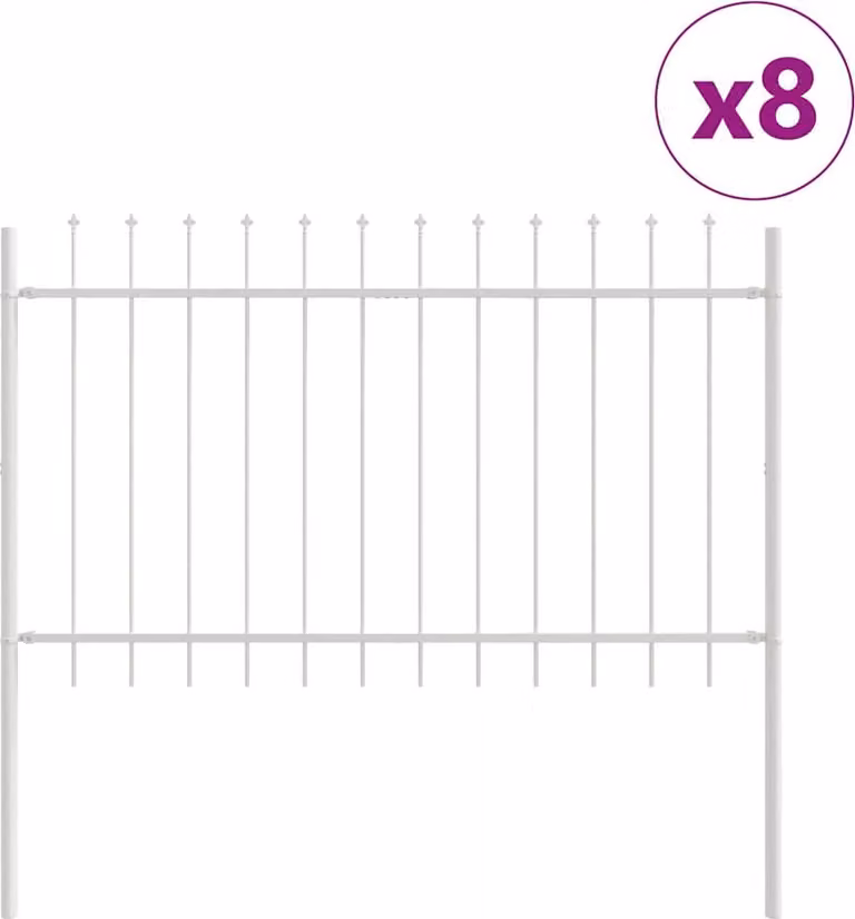 Recinzione per Giardino 8 pcs Bianco 13,6 x 0,8 m
