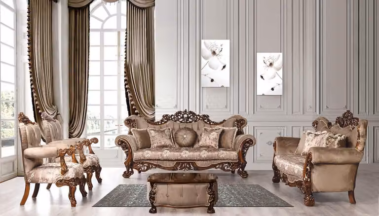 Klassische Wohnzimmer Sofagarnitur Polster Set Samt 5tlg. Couch Sofa