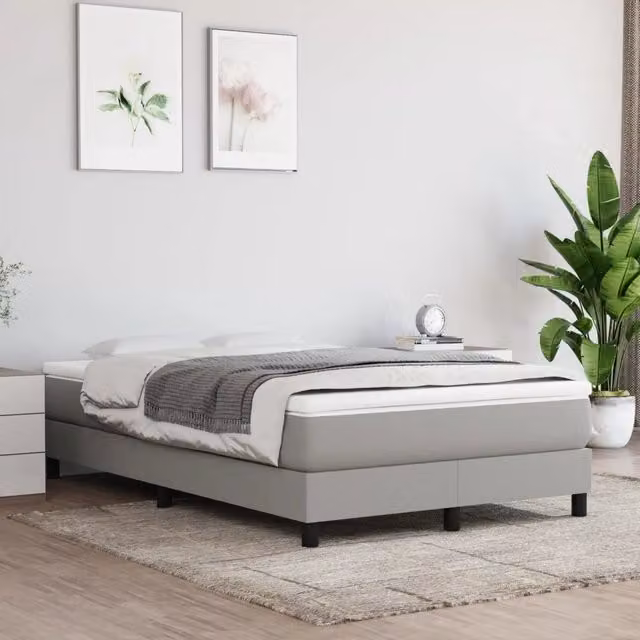 Letto Ibrido con Giroletto a Molle e Materasso vidaXL Grigio Chiaro e Bianco L/P: 120 x 200 cm