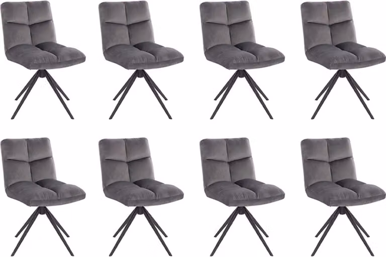 Home Deluxe - Sedia da sala da pranzo NODA set di 8 - Colore: grigio chiaro - girevole a 360 gradi, imbottitura morbida, carico massimo 120 kg I Sedia da cucina Sedie da pranzo Sedie da sala da pranzo