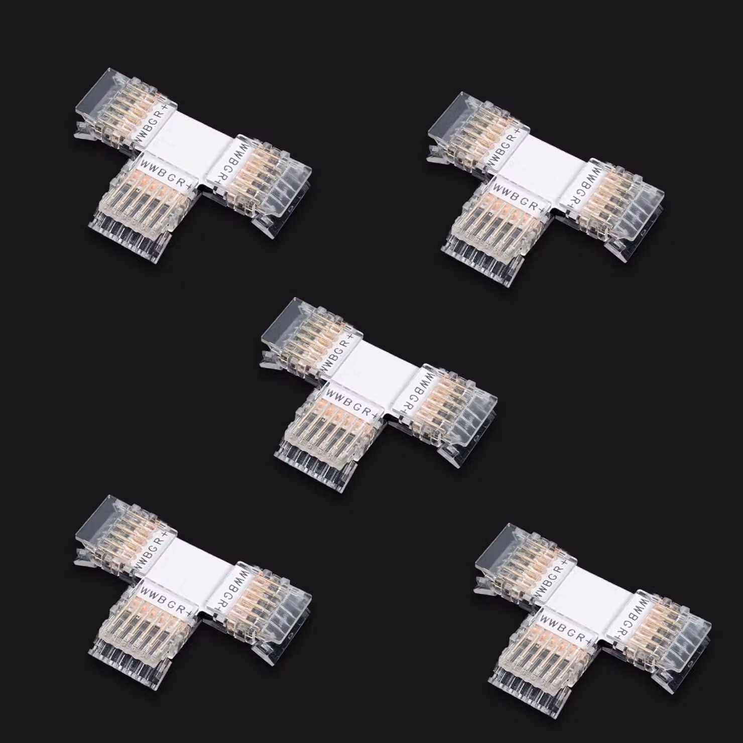 Connettore a T a 6 pin da 12 mm per strisce LED SMD 5050, confezione da 5 pezzi