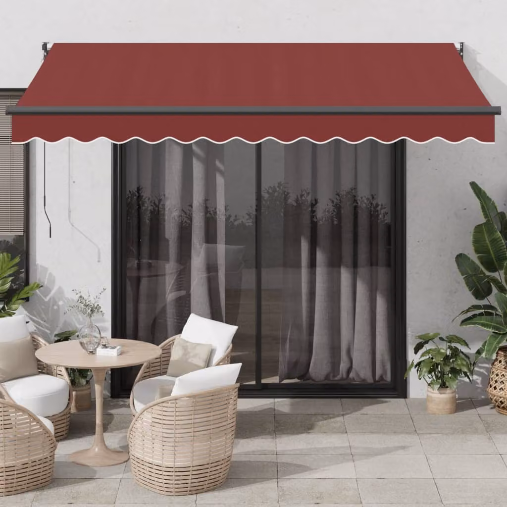 Tenda da sole retrattile manuale vidaXL in alluminio e poliestere, colore rosso, L: 350 cm, P: 250 cm