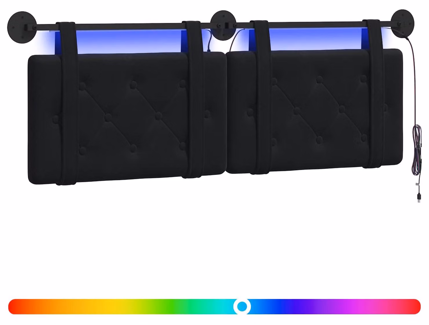 Testiera sospesa Con luce LED Nero Velluto