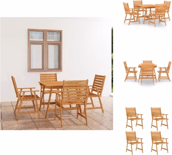 vidaXL Set da pranzo da giardino 5 pezzi in legno massiccio di acacia - Set di mobili da giardino