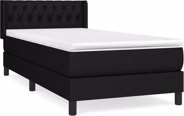 Letto singolo | Letto per adulti | Giroletto a Molle con Materasso Nero 90x200 cm in Tessuto
