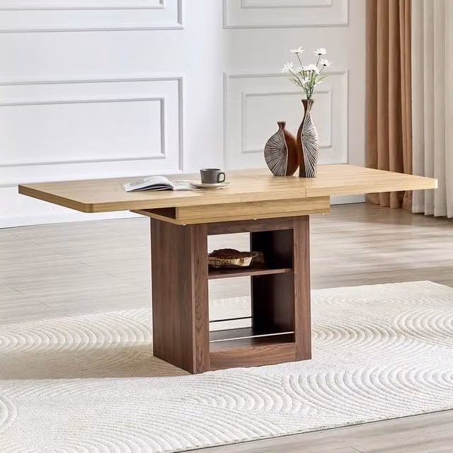 Tavolo da Pranzo Allungabile con Vani ¨C MINIMAL ¨C Effetto Noce, MDF, 130/160 cm, 4-8 Persone