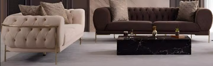 Zweifarbige Chesterfield Sofagarnitur Edle 2x Dreisitzer Couchen