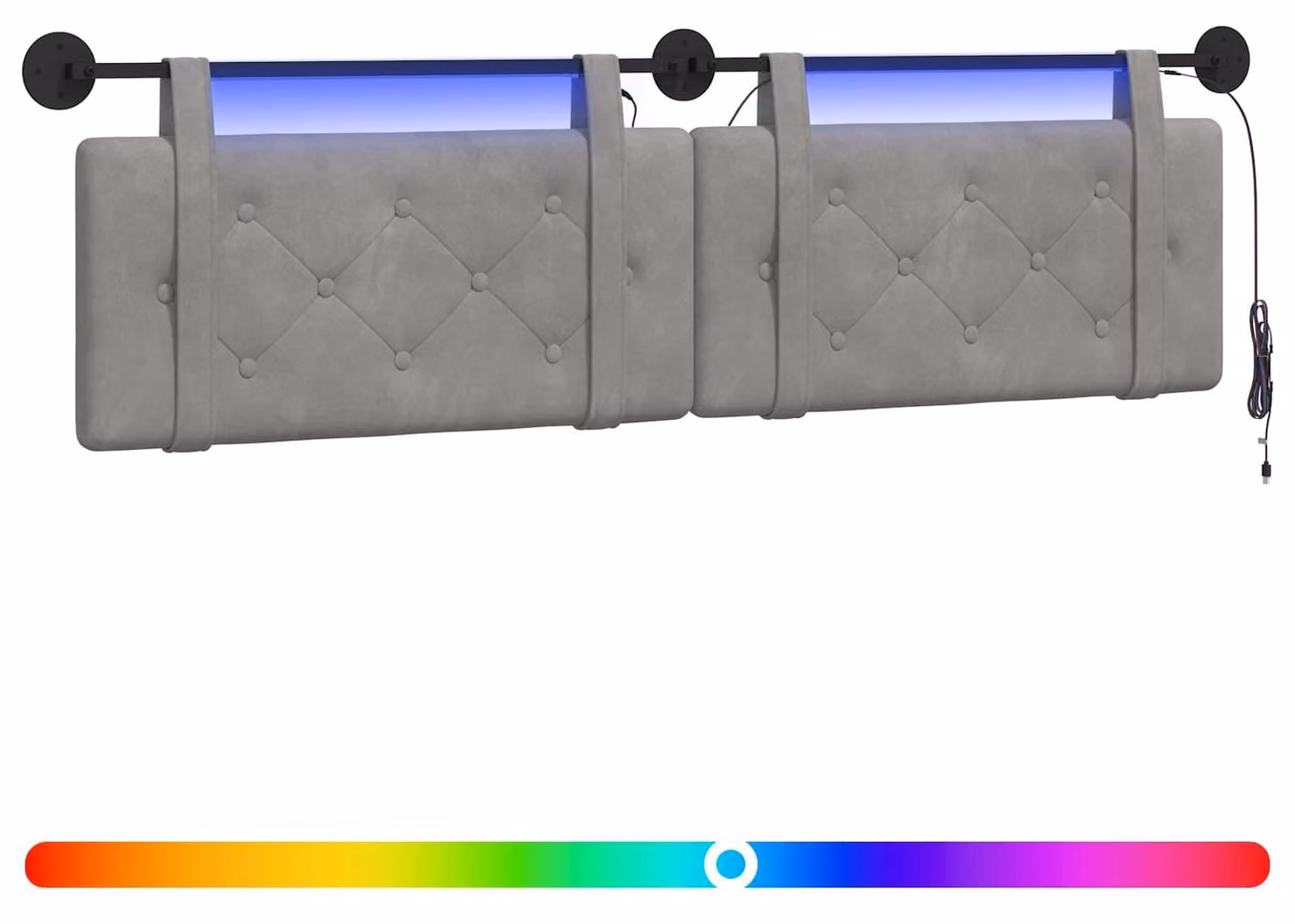 Testiera sospesa Con luce LED Grigio Chiaro Velluto