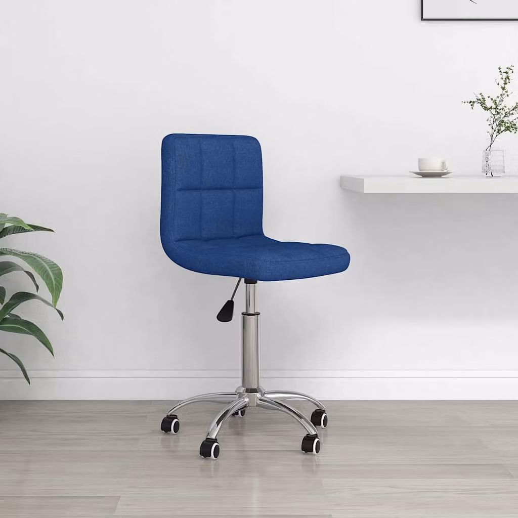 Sedia da ufficio girevole vidaXL in tessuto blu con ruote e struttura in metallo per casa e ufficio