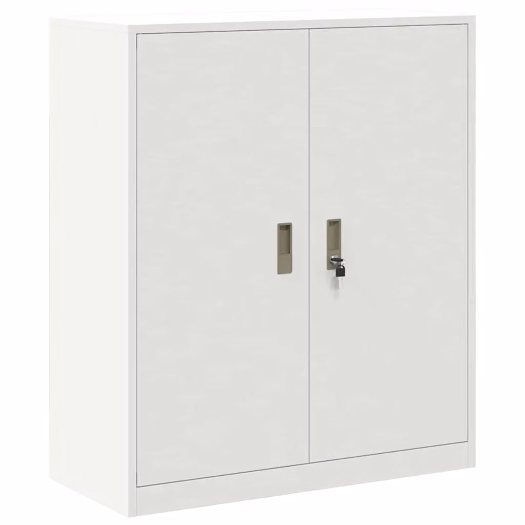 Armadio in metallo bianco vidaXL con ante a battente e serratura L/P/H: 90 x 40 x 105 cm – 2