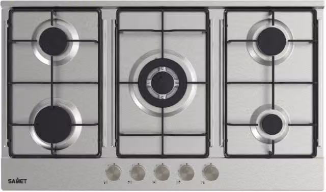 Piano cottura Samet Apollo 2 a gas da incasso 5 fuochi 90 cm. in acciaio inox