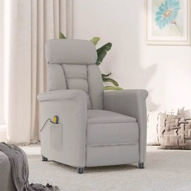 Poltrona relax reclinabile in microfibra grigia con braccioli e struttura in metallo H 96.5 x L 70.5 x P 95 cm