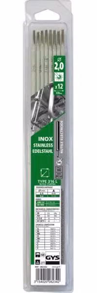 Elettrodi speciali GYS in acciaio inox O2.0mm (x12)