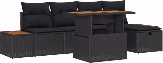 Set Divano da Giardino 6 pz Nero polyrattan 3360073