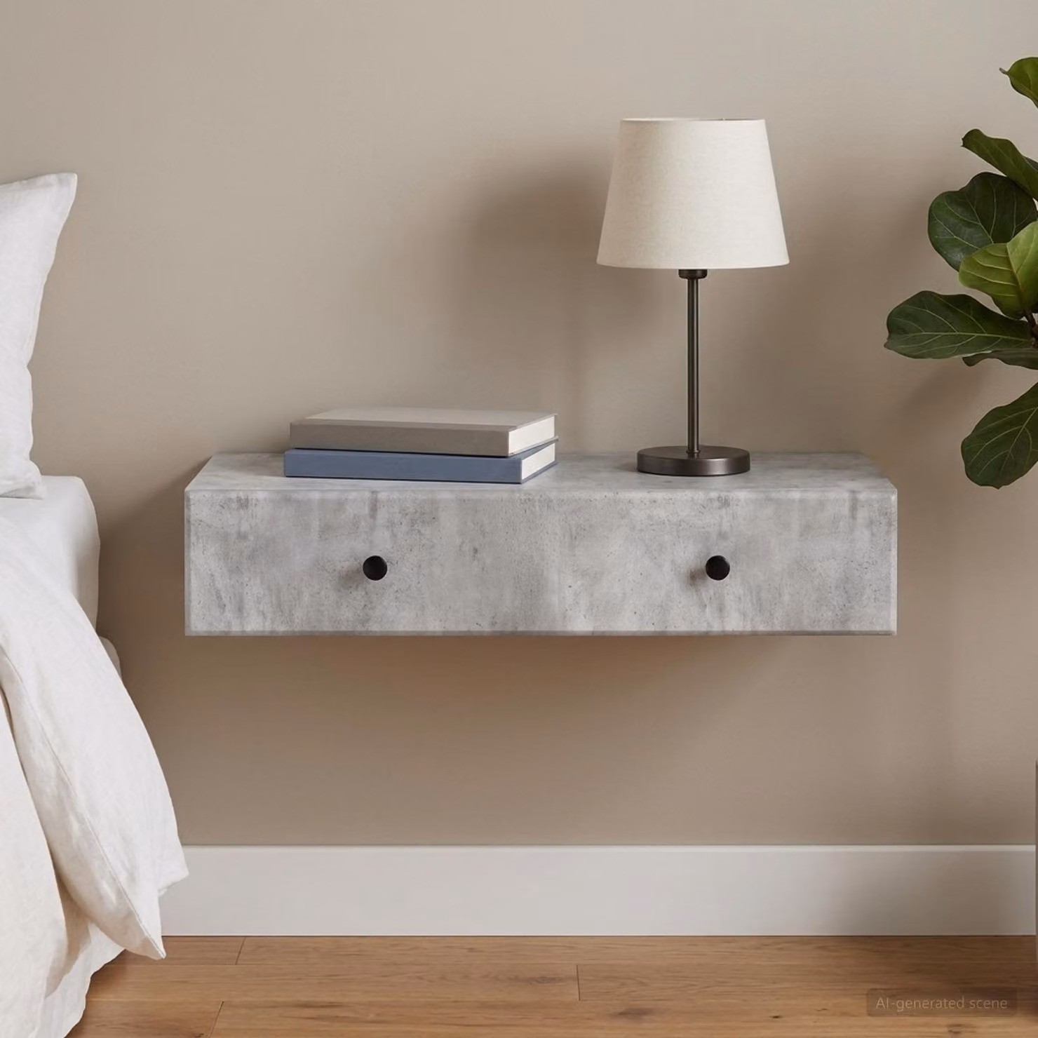 vidaXL Tavolino da Parete Laterale Moderno Grigio Cemento L: 87,5 cm, P: 34,5 cm, H: 17 cm