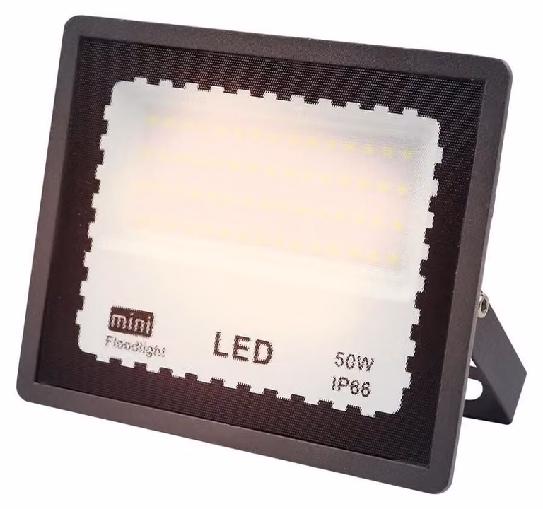Faretto a LED da 50W, 4000K, 5000 lumen, grado di protezione IP65, colore nero, dimensioni 13,2x16,2x2,3 cm