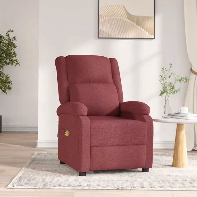 Divano Sedia-Poltrona Massaggiante Elettrica Rosso Vino in Tessuto 763514