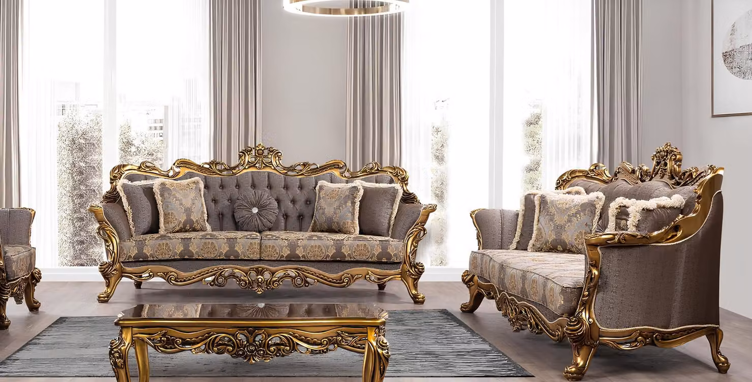 Garnitur Sofagarnitur 3+3 Sitzer Sofa Sofas Barock Set Luxus Barock Wohnzimmer