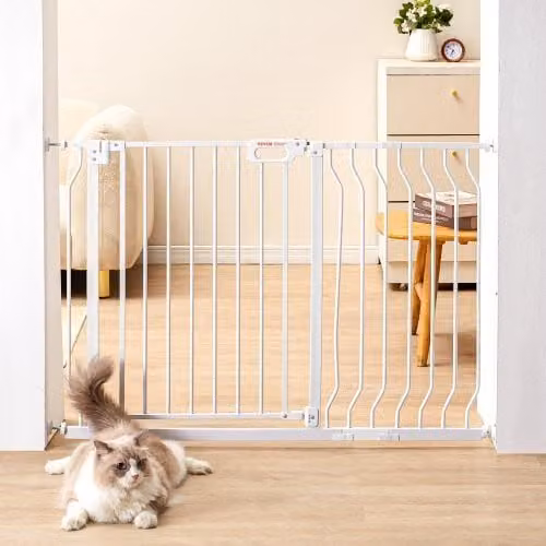 Cancelletto di Sicurezza per Bambini VEVOR Bianco, Espandibile e Senza Forare per Scale e Porte, Altezza: 76,2 cm