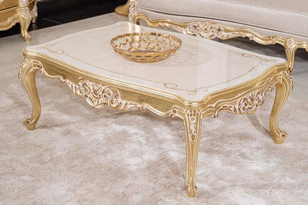 Casa Padrino tavolino barocco crema/oro 120 cm - Mobili da salotto in stile barocco