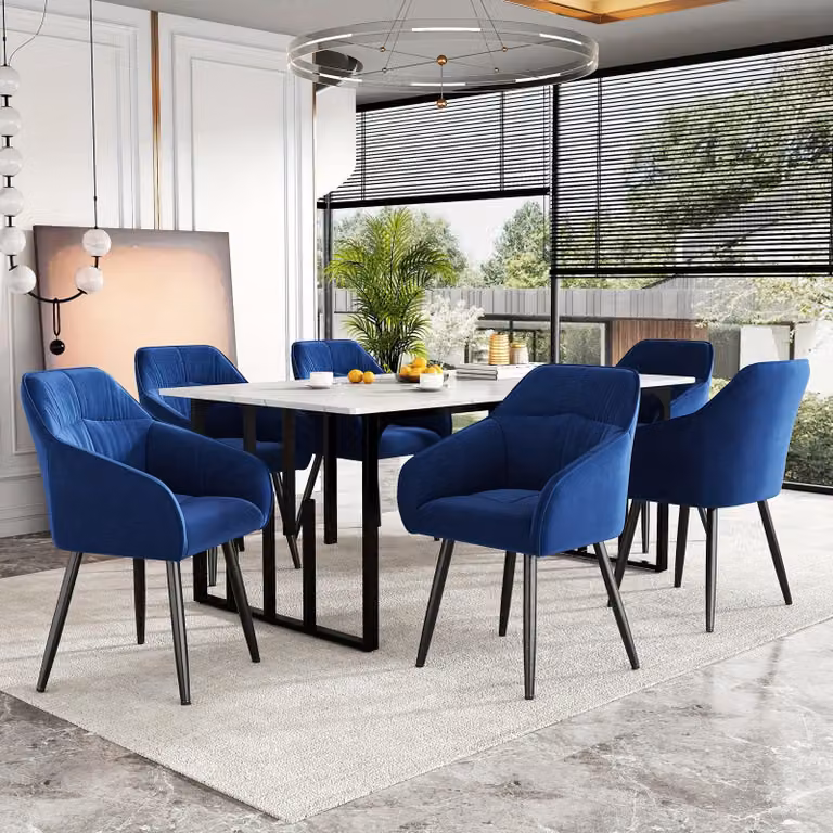 Sedia da pranzo - Sedia a conchiglia - Sedia - Arredamento - Sedia da soggiorno - Set da 6 - Rivestimento in velluto