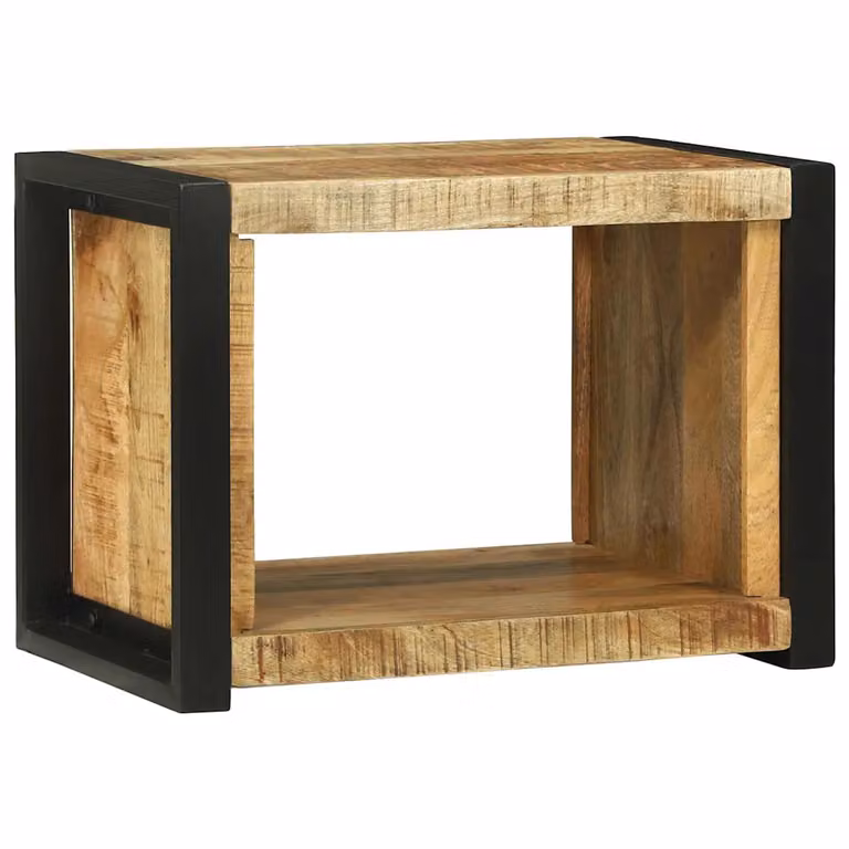 vidaXL Cubetto da Parete Moderno in Legno di Mango e Metallo, Marrone Opaco, L: 55 cm, H: 40 cm, P: 35 cm