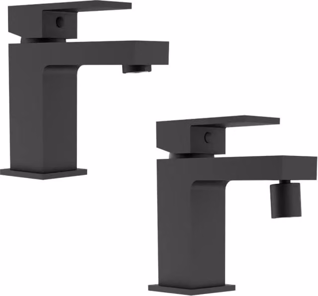 Set miscelatore monocomando per lavabo Parama in ottone nero opaco con tecnologia water saving – 1