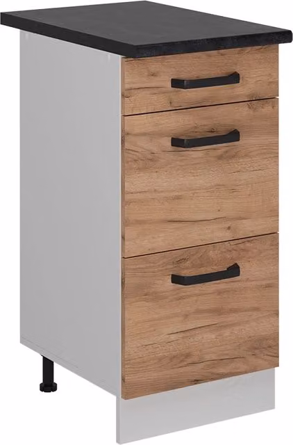 Mobiletto base per cucina Vicco R-Line Rovere dorato e Bianco con piano Antracite L: 40 cm, H: 81,6 cm, P: 60 cm