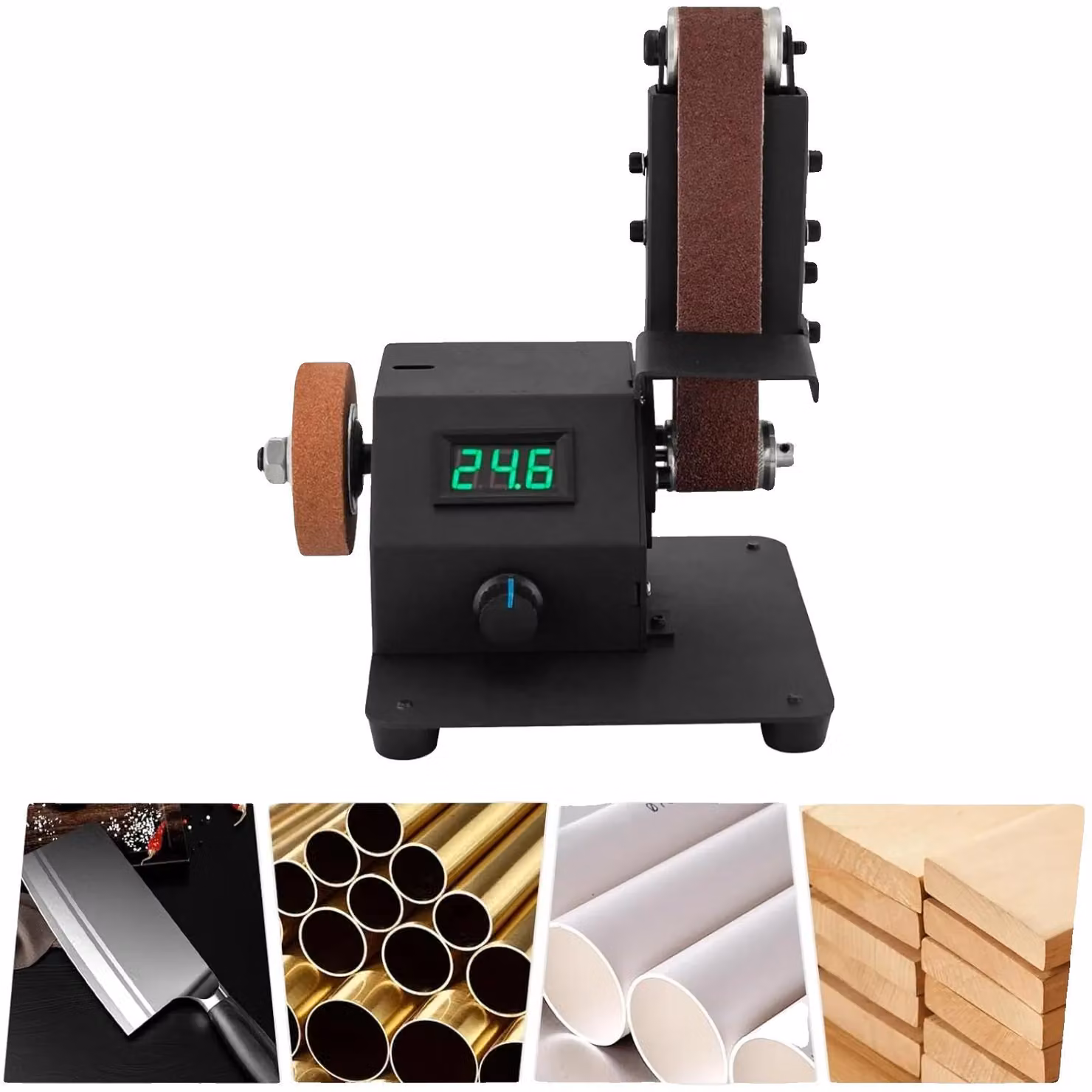 Mini levigatrice a nastro elettrica, potenza 350 W, velocità 0-8500 giri/min, dimensioni nastro 30 x 380 mm, tensione 220 V, mandrino di precisione 0,6-6 mm