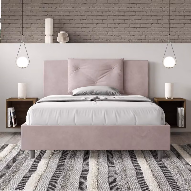 Letto matrimoniale francese Appia Ityhome con contenitore in microfibra, Glicine, L/P/H: 140 x 190 x 155 cm – 2