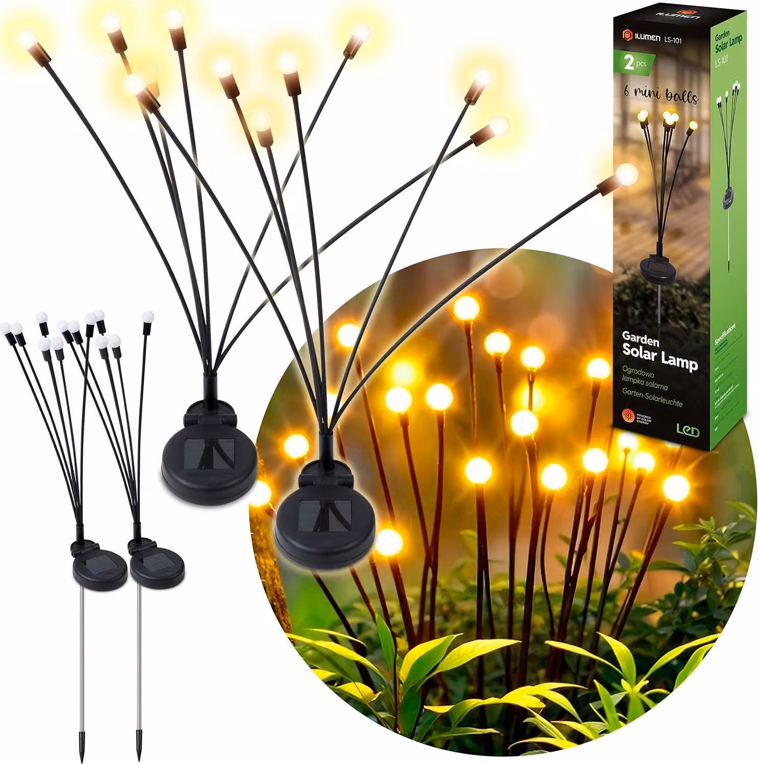 Lampada solare, lucciole, 2 pz. Ilumen LS-101