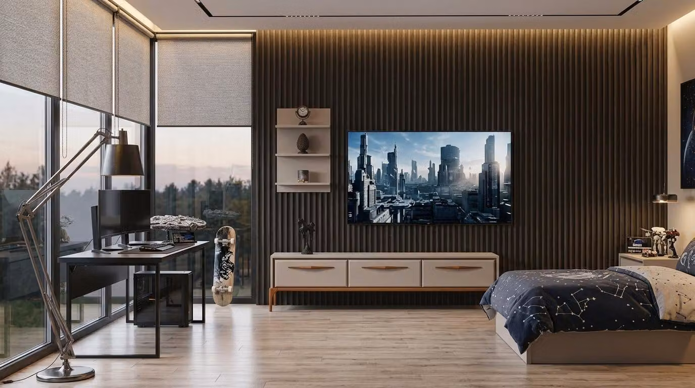 Mobile parete, armadio, credenza, soggiorno, stile moderno, beige, nuovo, pratico