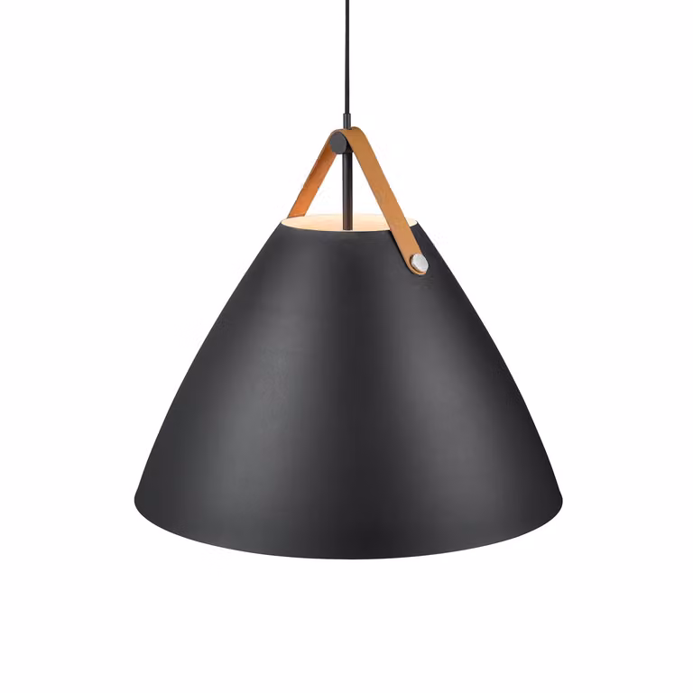 Lampada a sospensione a cinghia Lampada a sospensione Ø 16,5 cm nero/pelle