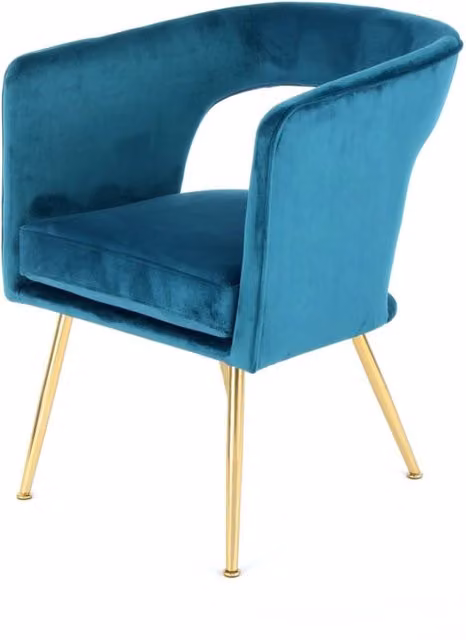Sedia poltroncina Jolene in velluto grigio con gambe dorate