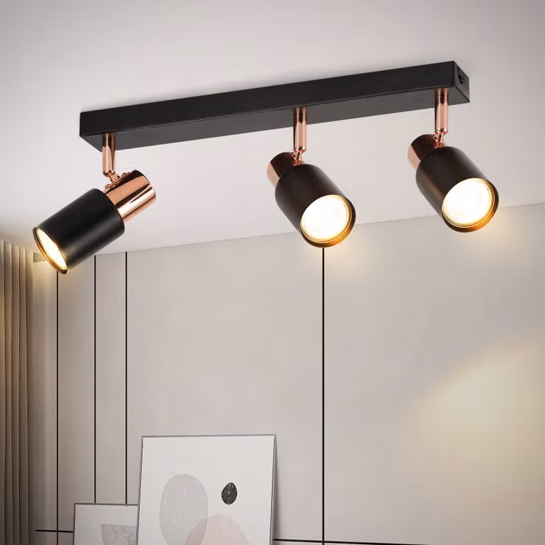 ZMH faretto da soffitto 3 fiamme LED lampada da soffitto GU10 355°faro da parete orientabile nero moderno corridoio per cucina soggiorno camera da letto (senza lampadina)