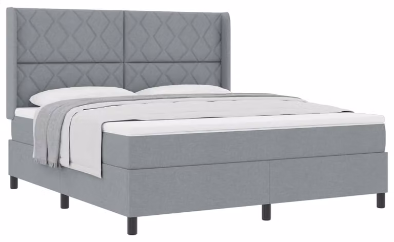 Letto a molle con materasso grigio chiaro 180 x 200 cm in tessuto
