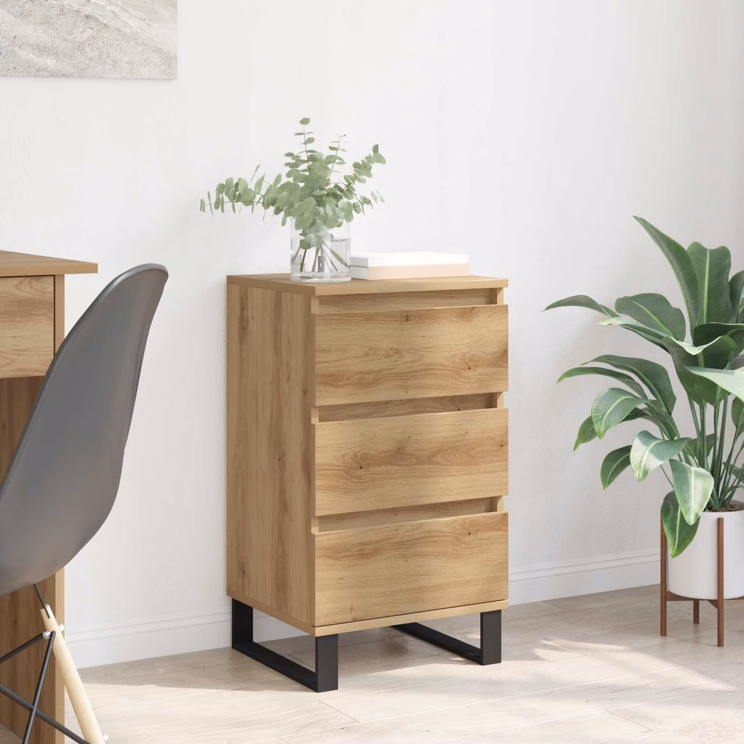 Credenza moderna vidaXL in legno ingegnerizzato e metallo, colore marrone