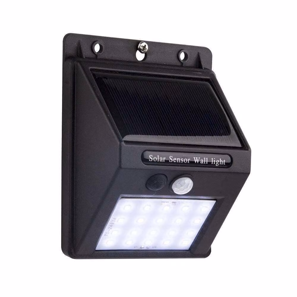 Lampada da parete solare in plastica 20 LED SMD bianchi Sensore PIR 12,3x9,9x5cm 35300