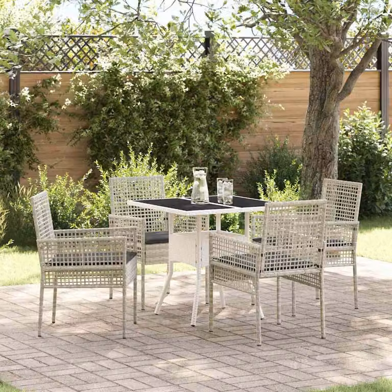Maison Exclusive - Set da Pranzo per Giardino 5 pcs Grigio chiaro polyrattan
