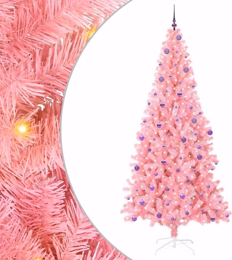 Albero di Natale con 300 LED con supporto Rosa 240 cm PVC