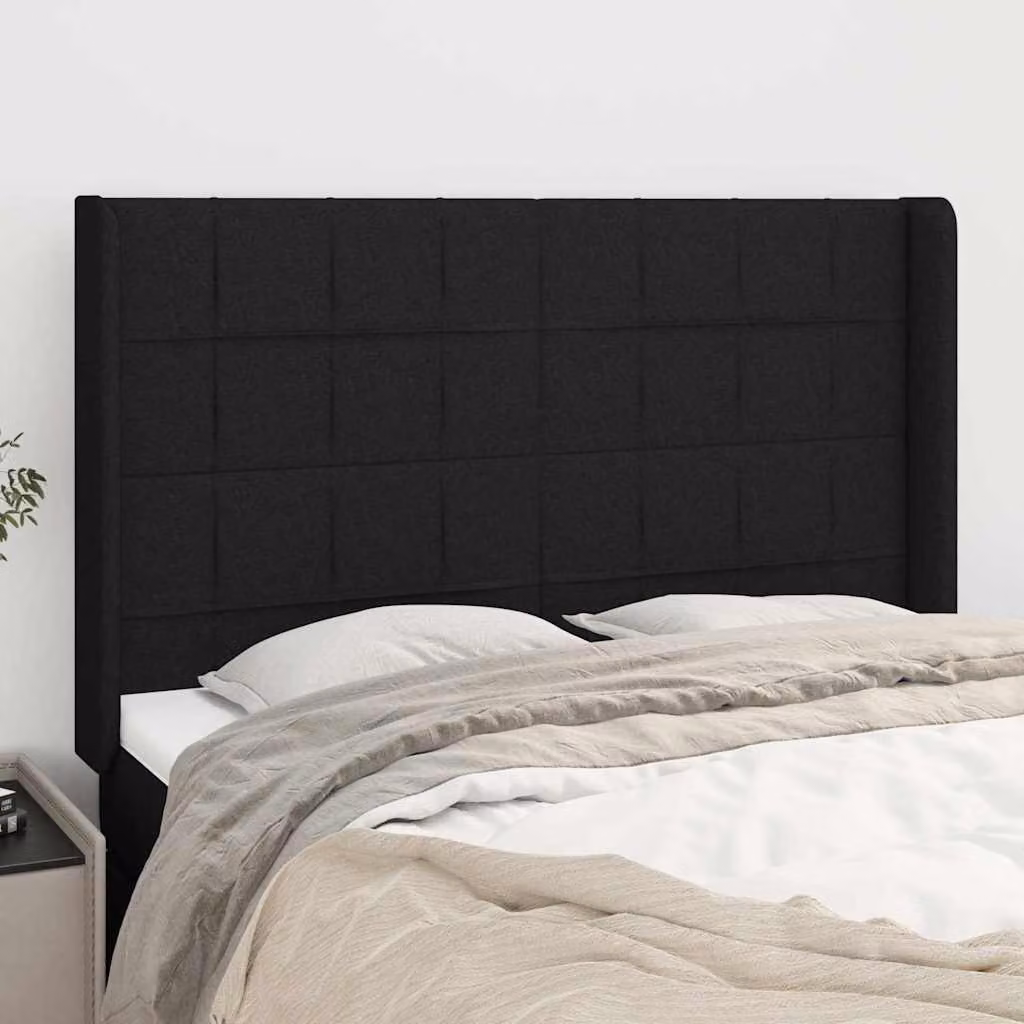 Testiera ad Orecchio vidaXL in Tessuto Nera L: 147 cm, P: 16 cm, H: 118-128 cm – 1