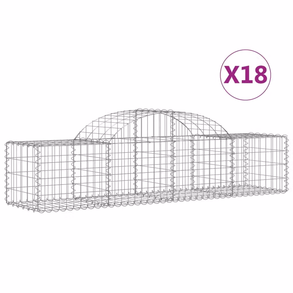 Cesti Gabbioni ad Arco 18 pz 200x50x40/60 cm Ferro Zincato
