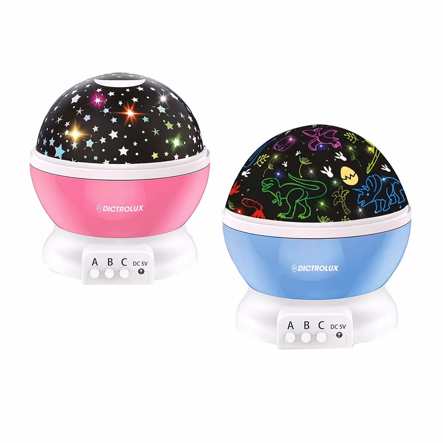DICTROLUX Proiettore 2 in 1 con Luce Notturna Multicolor, Altezza: 12 cm