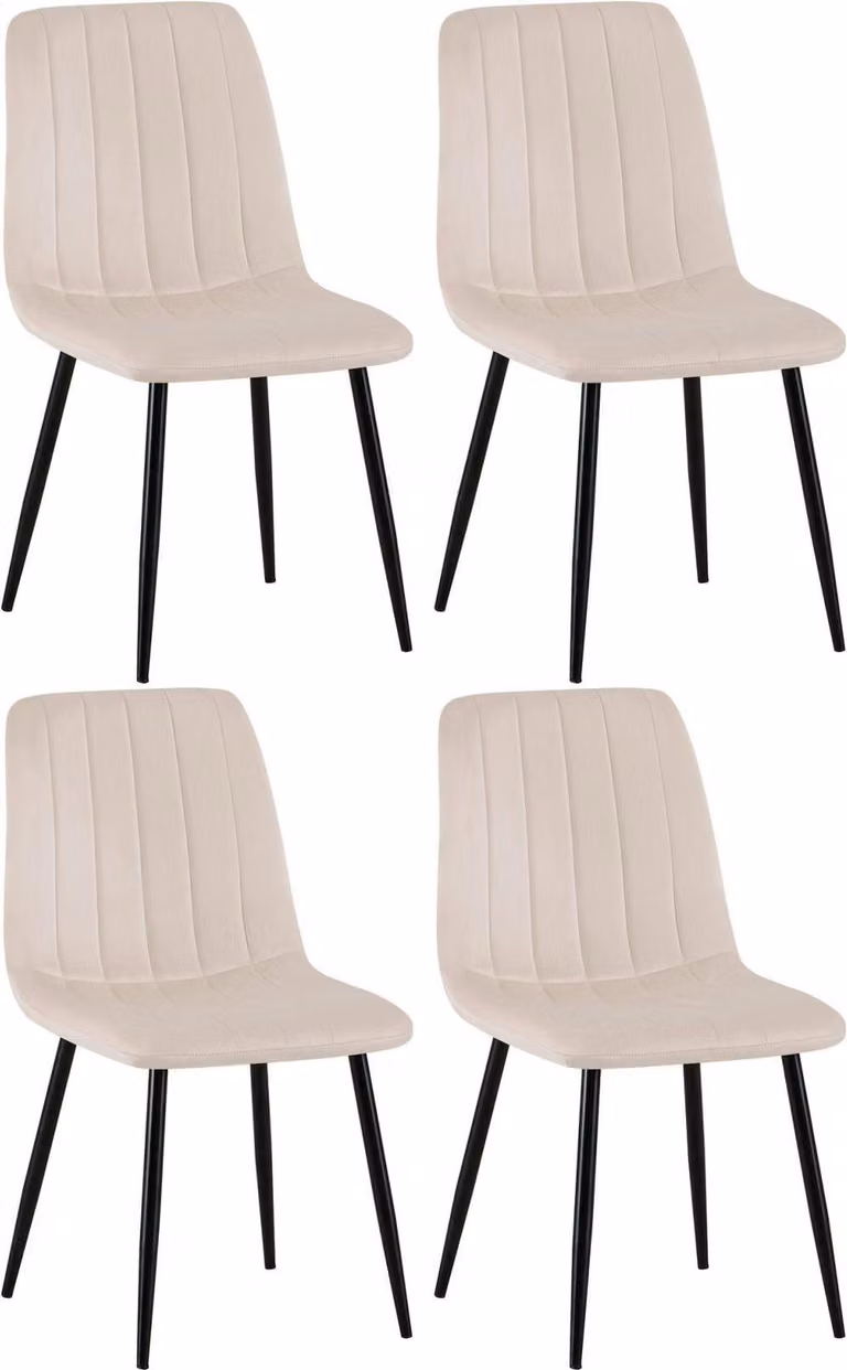 set di sedie 4 pezzi - Sedie da pranzo - Comoda seduta trapuntata, Colore: Crema | Materiale: Soft