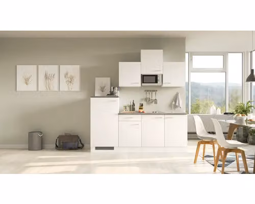Mobile cucina con elettrodomestici Flex Well Lucca 210 cm colore frontale bianco opaco colore mobile bianco