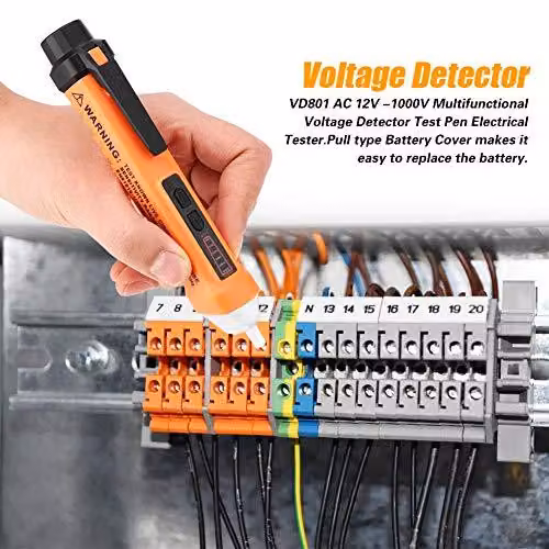 Verificatore di tensione VD801 - Misuratore di tensione AC a induzione, senza contatto, da 12V a 1000V - Numero di modello: VD801