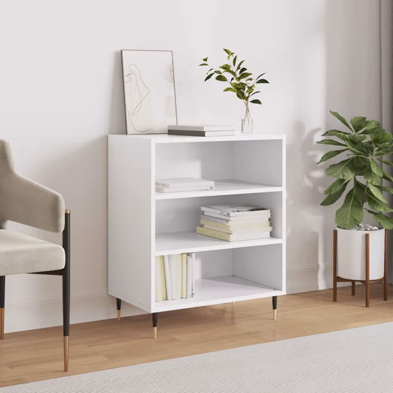 Credenza moderna vidaXL in legno e metallo bianca L: 57 cm, P: 35 cm, H: 70 cm