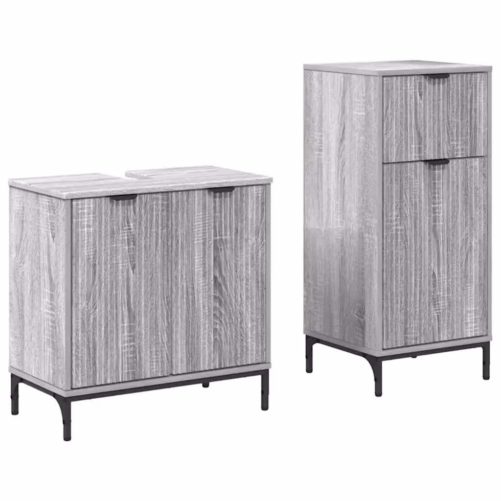 Set di mobili per il bagno vidaXL composto da mobile lavabo e mobile contenitore, Grigio, design moderno – 2