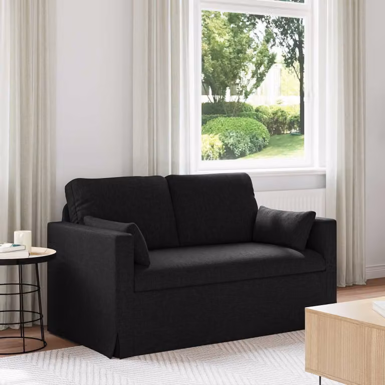 vidaXL Divano Nero in Tessuto con Struttura in Metallo L: 139 cm, P: 78 cm, H: 80 cm